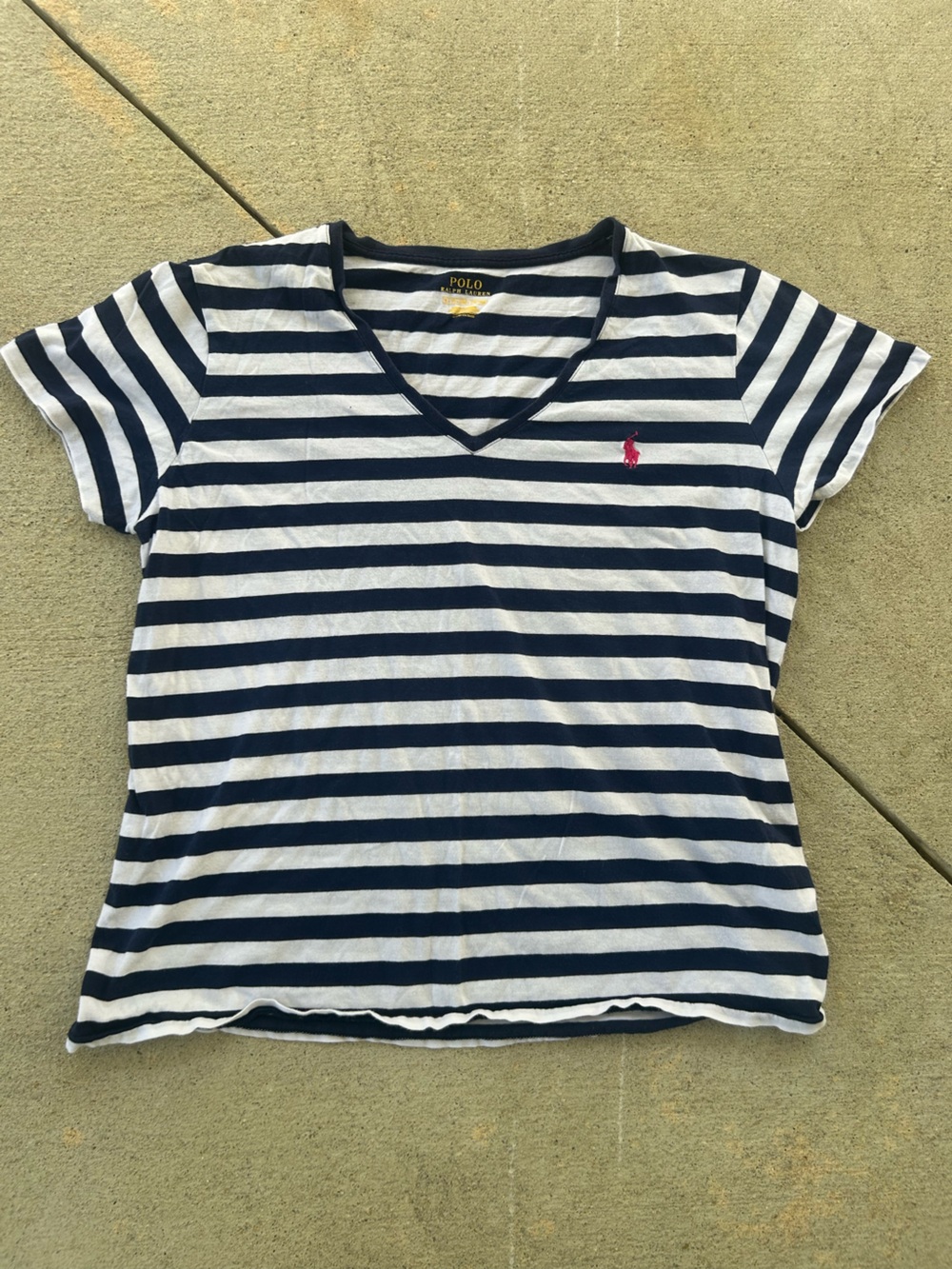 Polo by Ralph Lauren Navy & White Striped Short Sleeve Tee
